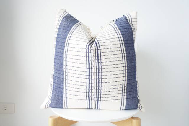 Indigo Neutral Tribal Hemp Hand Woven Natural Dye Color Lumbar Pillow Cover - image 1