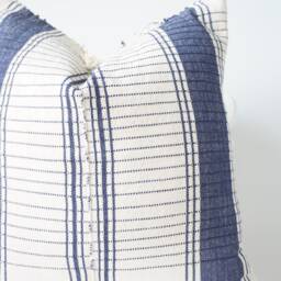 Indigo Neutral Tribal Hemp Hand Woven Natural Dye Color Lumbar Pillow Cover - thumbnail 2