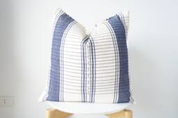 Indigo Neutral Tribal Hemp Hand Woven Natural Dye Color Lumbar Pillow Cover - thumbnail 1
