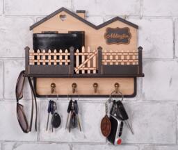 Personalized Wall Key Holder, Entryway Organizer - 9.4 X 7.4'' - thumbnail 1