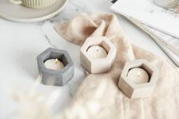 Geometric Concrete Tea Light Holder Modern Home Decor, Handmade