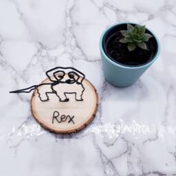 Wire Goldendoodle Sculpture, Pet Memorial On Basswood Coaster - thumbnail 3