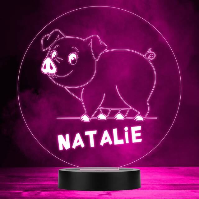 Cute Pig Farm Animal Colour Changing Personalised Gift Led Lamp Night Light - Bedroom - image 1