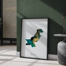 Pakistan Map Emerald Green & Gold Wall Art Print - thumbnail 3