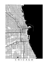 Chicago Illinois Map Art Print Black & White Cityscape - thumbnail 2