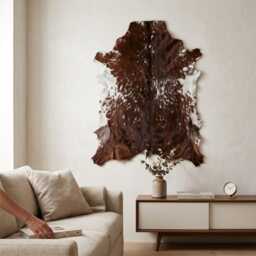 Genuine Brown White Goat Skin Rug - Natural Animal Hide Throw, Rustic Decor - thumbnail 2