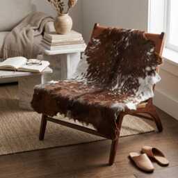 Genuine Brown White Goat Skin Rug - Natural Animal Hide Throw, Rustic Decor - thumbnail 3