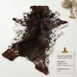 Genuine Brown White Goat Skin Rug - Natural Animal Hide Throw, Rustic Decor - thumbnail 4