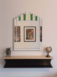 Handmade Green Art Deco Mirror Stained Glass Style