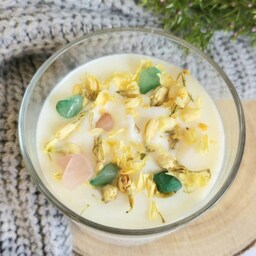 Manifestation Crystal Rose Chakra Candle Green Adventurine Crystal Quartz 8Oz Vegan Cruelty Free Soy Positive Vibes - thumbnail 4