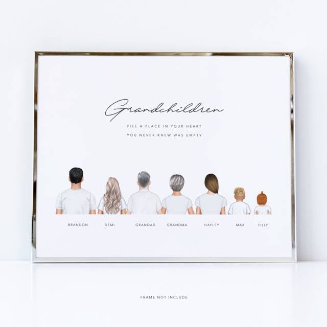 Grandchildren Print/Christmas Gift For Nana Grandparents & Grandchildren Family Picture Portrait Gift Grandma - image 1