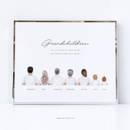 Grandchildren Print/Christmas Gift For Nana Grandparents & Grandchildren Family Picture Portrait Gift Grandma - thumbnail 1