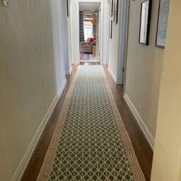 Green Cotton Stair Runner Hand Block Printed Hallway Rug - thumbnail 1
