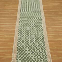 Green Cotton Stair Runner Hand Block Printed Hallway Rug - thumbnail 2