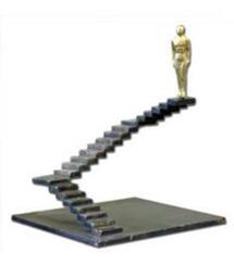 Cast Bronze Male Figure Sculpture On Stairs, Signed Art - thumbnail 2