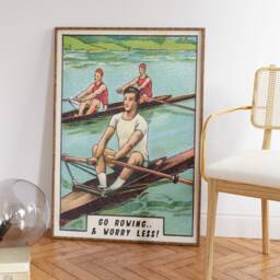 Rowing Poster, Art Print, Sports Art, Sport Outdoor Hobbies, Vintage Retro Gifts, A1/A2/A3/A4 - thumbnail 2