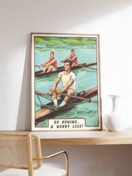 Rowing Poster, Art Print, Sports Art, Sport Outdoor Hobbies, Vintage Retro Gifts, A1/A2/A3/A4 - thumbnail 1