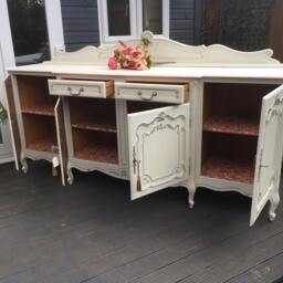 Carved French Oak Sideboard Shabby Chic Tv Unit, Hand Painted - thumbnail 3