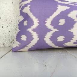Silk Ikat Lumbar Pillow Cover, Handwoven Decorative Cushion 10x24 - thumbnail 3