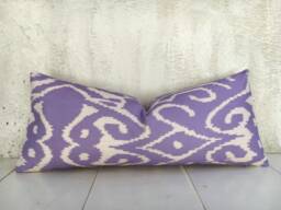 Silk Ikat Lumbar Pillow Cover, Handwoven Decorative Cushion 10x24