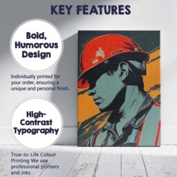 Construction Worker Side Profile Graphic Pop Art Portrait Canvas Wall Print Decor Picture Ready To Hang - thumbnail 2