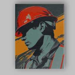 Construction Worker Side Profile Graphic Pop Art Portrait Canvas Wall Print Decor Picture Ready To Hang - thumbnail 1