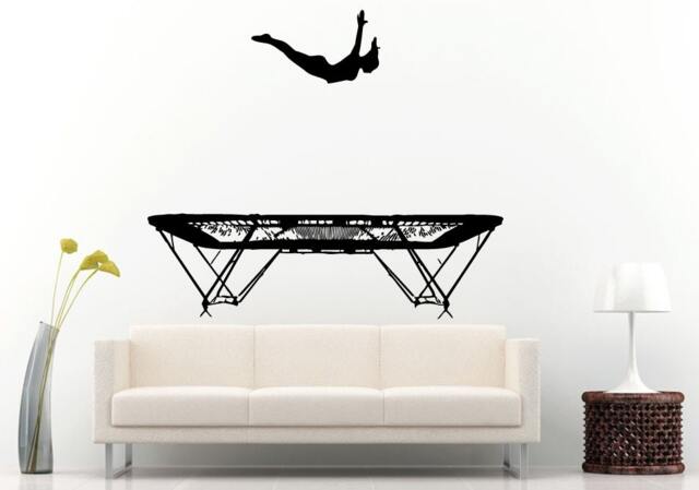 Aerobics Rhythmic Gymnastics Gymnast Girls Females Silhouette Jumping On A Trampoline Wall Decal Vinyl Sticker Mural Room Decor L790 - image 1