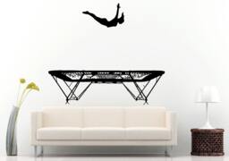 Aerobics Rhythmic Gymnastics Gymnast Girls Females Silhouette Jumping On A Trampoline Wall Decal Vinyl Sticker Mural Room Decor L790 - thumbnail 1
