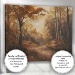 Moody Autumn Forest Path Sunlight Woodland Landscape Canvas Wall Art Print Decor Picture Ready To Hang - thumbnail 3