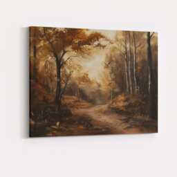 Moody Autumn Forest Path Sunlight Woodland Landscape Canvas Wall Art Print Decor Picture Ready To Hang - thumbnail 4