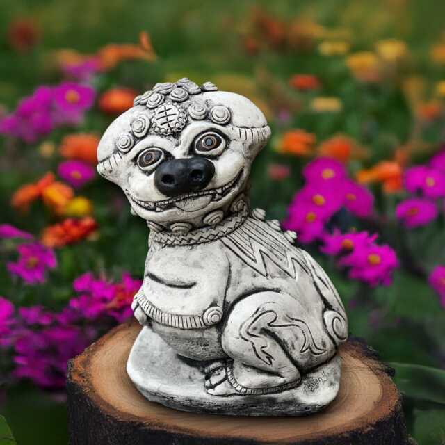Outdoor Foo Dog Sculpture Stone Guarian Statue Concrete Lion Figurine Cement Animal Decoration Handmade Memorial Pet Ornament - image 1