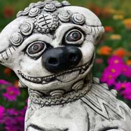 Outdoor Foo Dog Sculpture Stone Guarian Statue Concrete Lion Figurine Cement Animal Decoration Handmade Memorial Pet Ornament - thumbnail 3