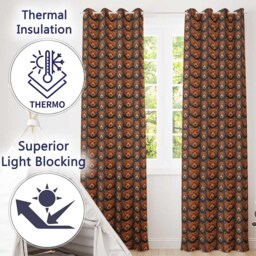 Brown Bear Faces Wildlife Animal Seamless Pattern Readymade Eyelet Ring Top Thermal 100% Blackout Curtains - thumbnail 3