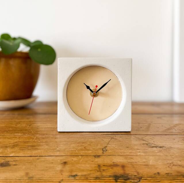 Concrete/Cement Grey & Cream Desk Clock - Handmade - image 1