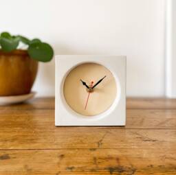 Concrete/Cement Grey & Cream Desk Clock - Handmade