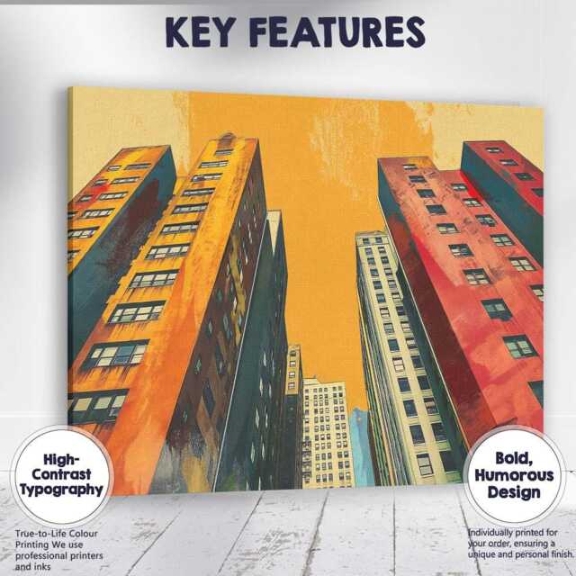 Urban High Rise Apartment Buildings Contemporary Cityscape Canvas Wall Art Print Decor Picture Ready To Hang - image 1