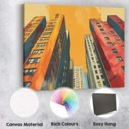 Urban High Rise Apartment Buildings Contemporary Cityscape Canvas Wall Art Print Decor Picture Ready To Hang - thumbnail 2