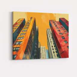 Urban High Rise Apartment Buildings Contemporary Cityscape Canvas Wall Art Print Decor Picture Ready To Hang - thumbnail 4