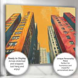Urban High Rise Apartment Buildings Contemporary Cityscape Canvas Wall Art Print Decor Picture Ready To Hang - thumbnail 3