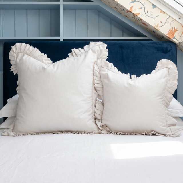 Ruffle Edge French Style Pale Grey Frill Silver Birch Cushion Cover - image 1