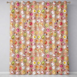 Cute Kawaii Food Characters Seamless Pattern Peach Background Fun Snacks Readymade Eyelet Ring Top Thermal 100% Blackout Curtains - thumbnail 2