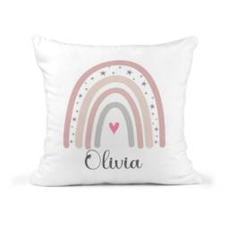 Personalised Rainbow Cushion, Kids Bedroom Decor, Nursery Scatter Throw Pillow, Custom New Baby Birthday - thumbnail 2