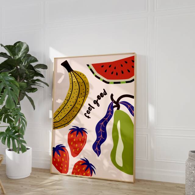 Abstract Fruit Print Retro Kitchen Wall Art - image 1