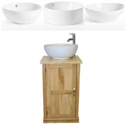 Cloakroom Bathroom Vanity Unit Oak Cabinet Golden Onyx White Ceramic Basin 309Gocbc - thumbnail 2