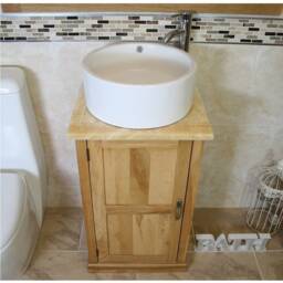 Cloakroom Bathroom Vanity Unit Oak Cabinet Golden Onyx White Ceramic Basin 309Gocbc
