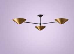 Mid Century Modern Flush Mount Chandelier Bright Lighting Brass 3 Arm Ceiling Light For Home Decor Bedroom Luxury Pendant Stilnovo Light