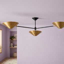 Mid Century Modern Flush Mount Chandelier Bright Lighting Brass 3 Arm Ceiling Light For Home Decor Bedroom Luxury Pendant Stilnovo Light - thumbnail 2