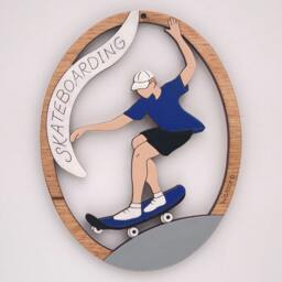 Personalized Skateboarding Christmas Ornament-Wood, Hand Painted, Laser Cut - thumbnail 2