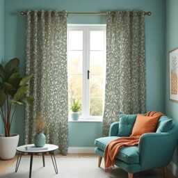 Green Botanical Curtains, Leaf Print Drapes, Custom Window Panels For Living Room Bedroom Nature Inspired Fresh Home Decor - thumbnail 3