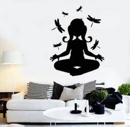 Vinyl Wall Decal Meditation Girl Room Silhouette Yoga Buddha Dragonfly Stickers Mural - #2209Di - thumbnail 1